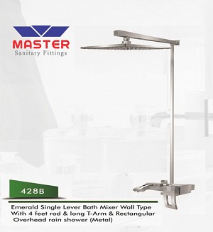 Master Emerald Single Lever Bath Mixer Wall Type & Overhead Rain Shower (Metal) (428B)